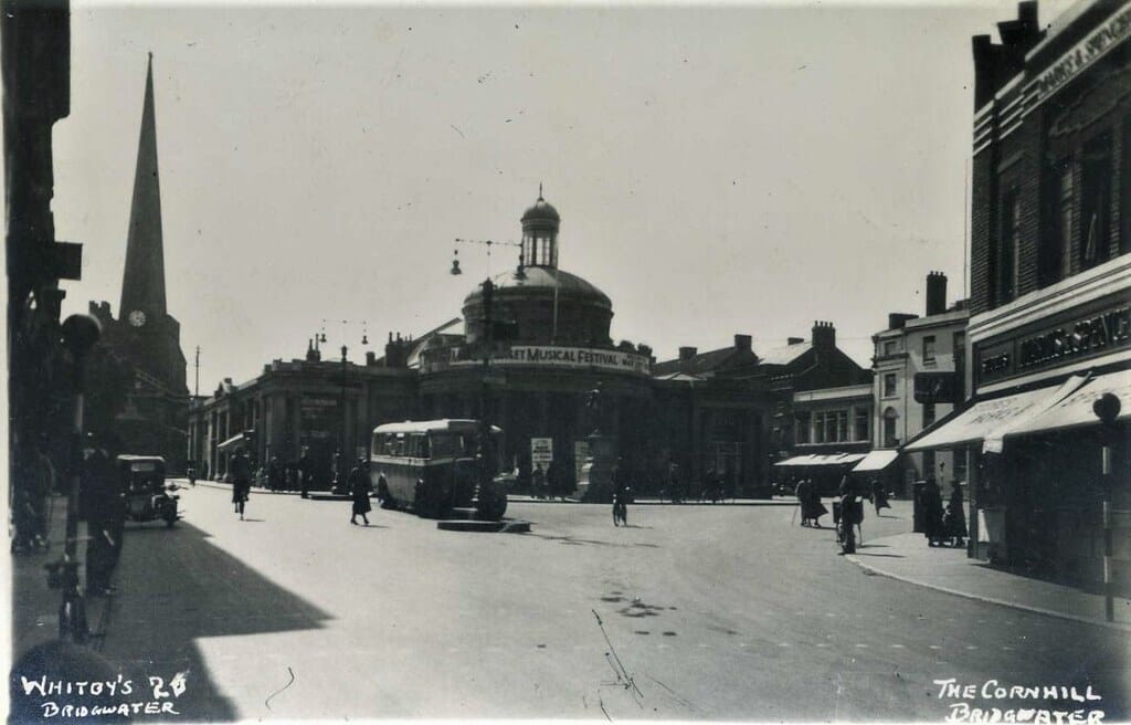 BRIDGWATER Somerset The Cornhill - Musical Festival Banner on Rotunda BUS RP 1936