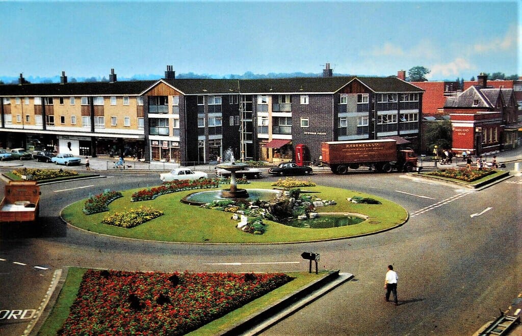 Newnham Parade CHESHUNT Hertfordshire c1970s Shops Old Cars P Cornell Ltd Lorry