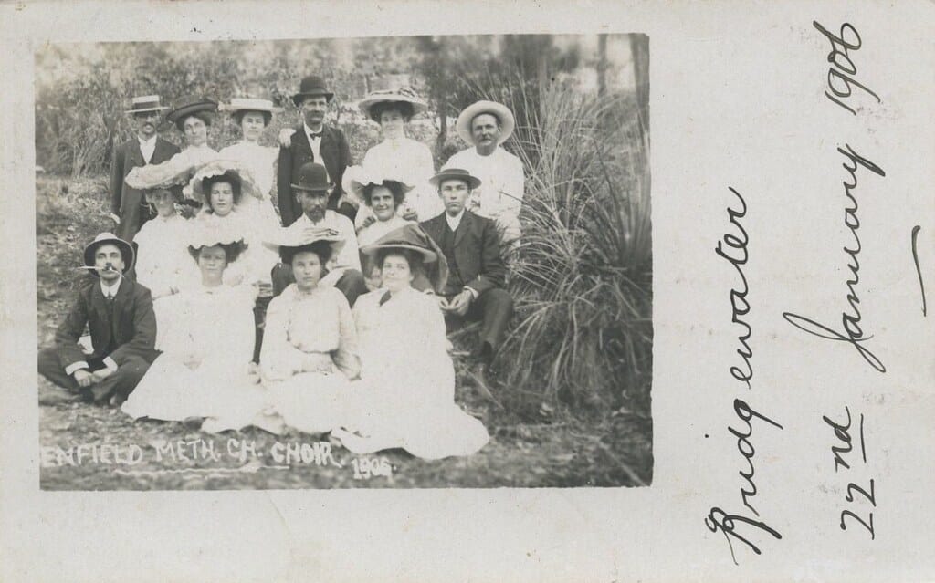 Enfield Methodist Church Choir picnic to Bridgewater, South Australia - January 1906