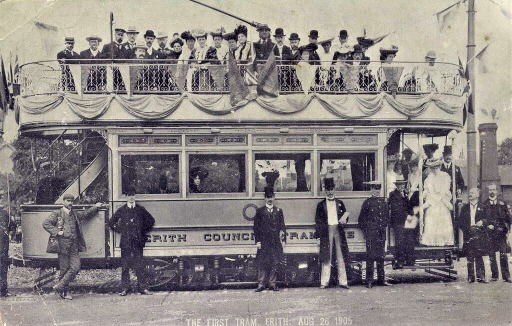 ERITH Kent - The First TRAM - decorated dignatories 1905