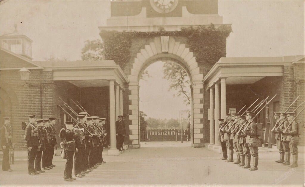 Gosport, Hants The First Khaki Guard at Forton Barracks 1918 Postmarked RPPC HAMPSHIRE
