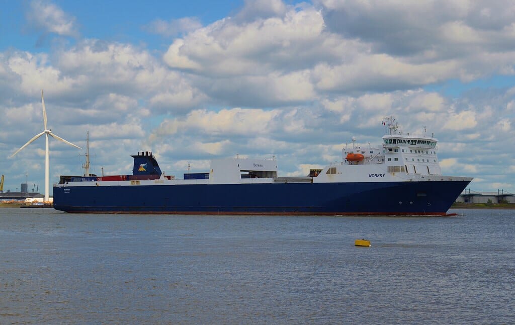 Finnish built Cargo Ship 'Norsky', River Thames, Gravesend, Kent