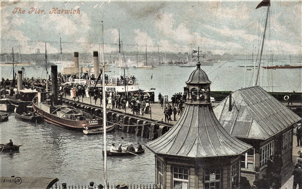 Harwich, Essex. The Pier. Steam Tug Spray Moored Up. 1906