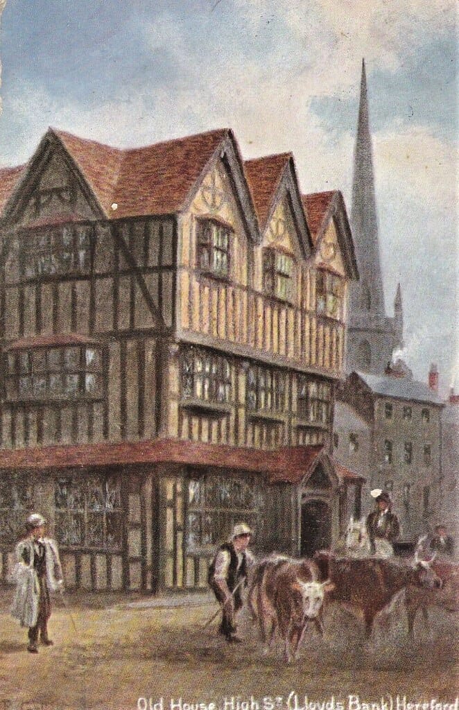 Artist Drawn, Old House, High Street (Lloyd's Bank), HEREFORD, Herefordshire