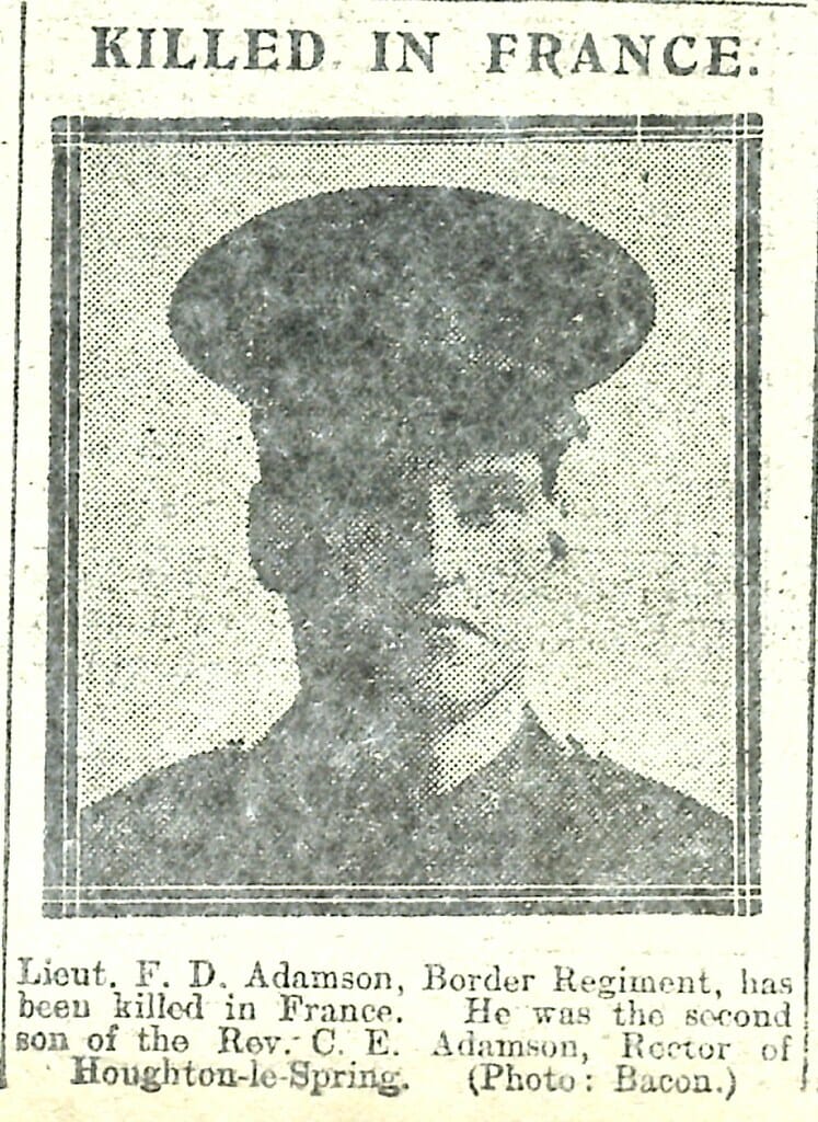 FD Adamson - Border Regiment - Houghton-le-Spring (Killed)