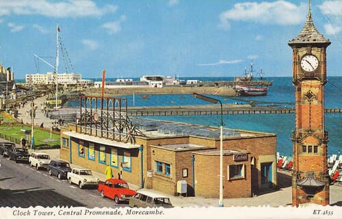 central prom clock tower flag stand morecambe-lancashire-clock-tower-central-promenade-1970