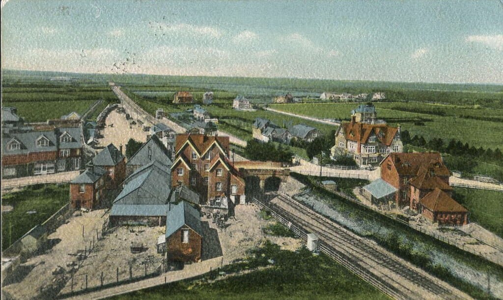 NEW MILTON. Station Road & Bridge. View from top Water Tower, Osborne Rd. 1906