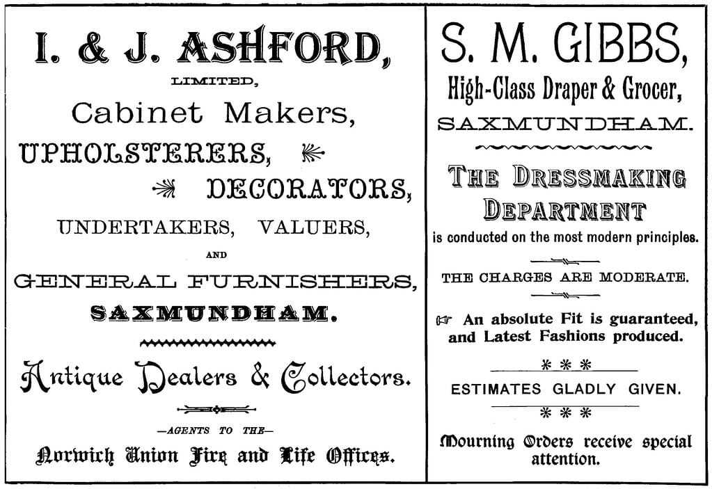 Saxmundham shopkeepers' advertisements c.1900