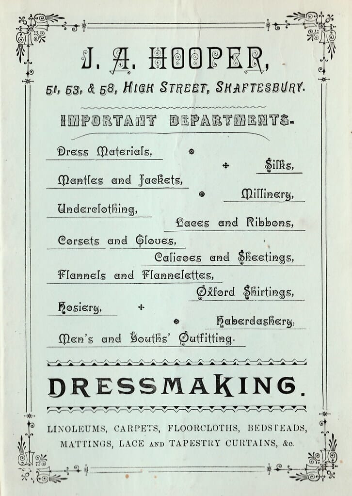 J. A. Hooper, 51, 53, & 58, High Street, Shaftesbury
