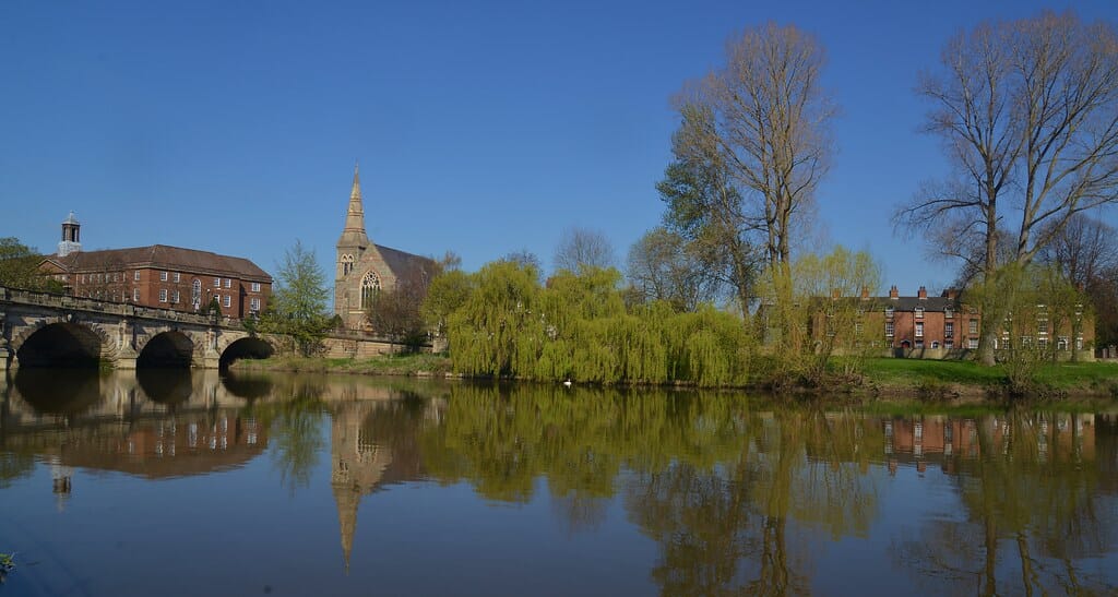 Shrewsbury Sixth Form Collage, The United Reformed Church, English Bridge, River Severn, Shrewsbury, Shropshire