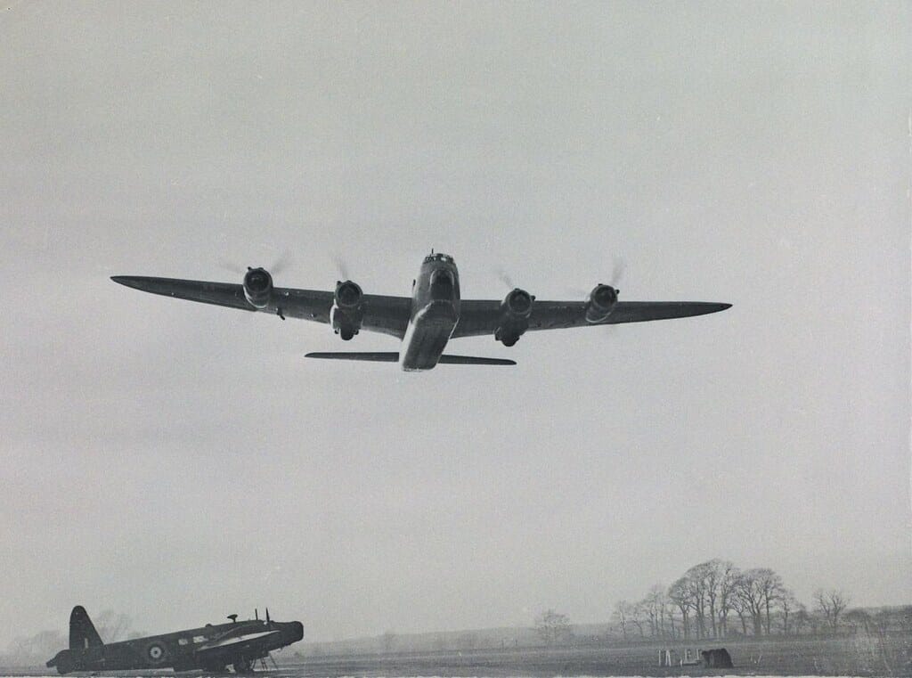 World War II Short Stirling bomber taking off