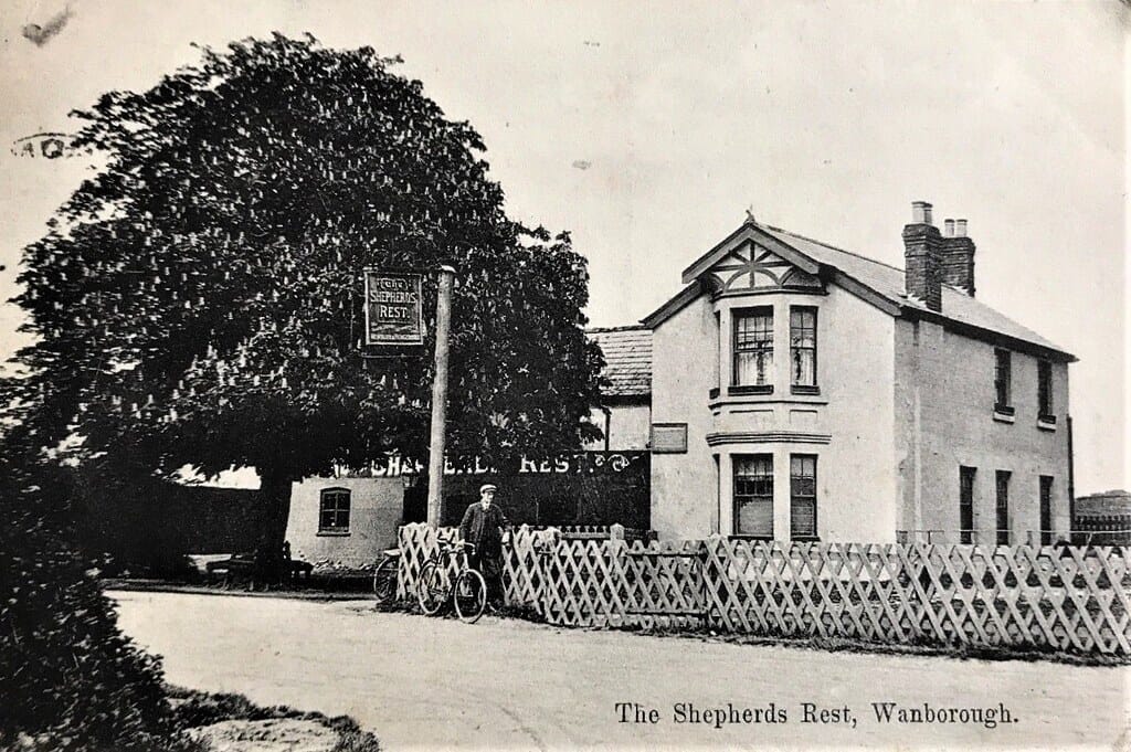 Wanborough Village Nr Swindon The Shepherds Rest Pub Man & Bicycle C1910 WILTSHIRE